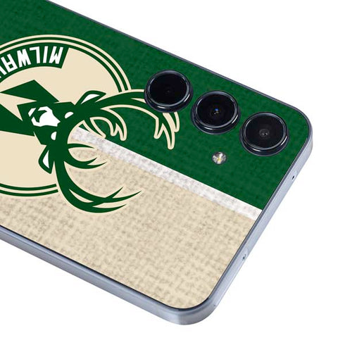 NBA Milwaukee Bucks Split Canvas Galaxy A55 5G Skin